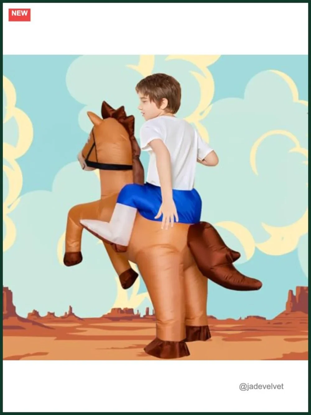 Inflatable Horse Costume for Kids Halloween Riding Cowboy Costume Funny Blow up